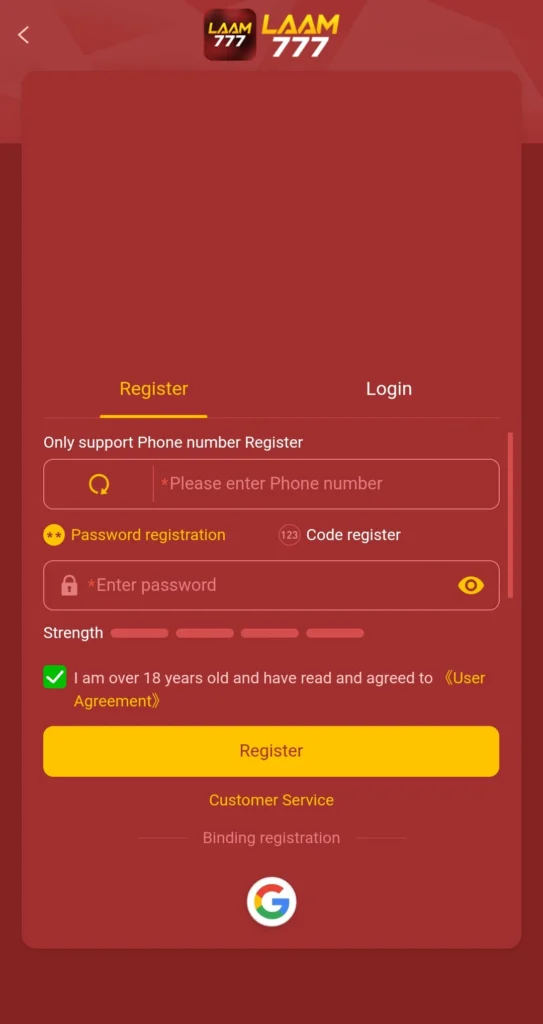 LAAM777 Game Register Image